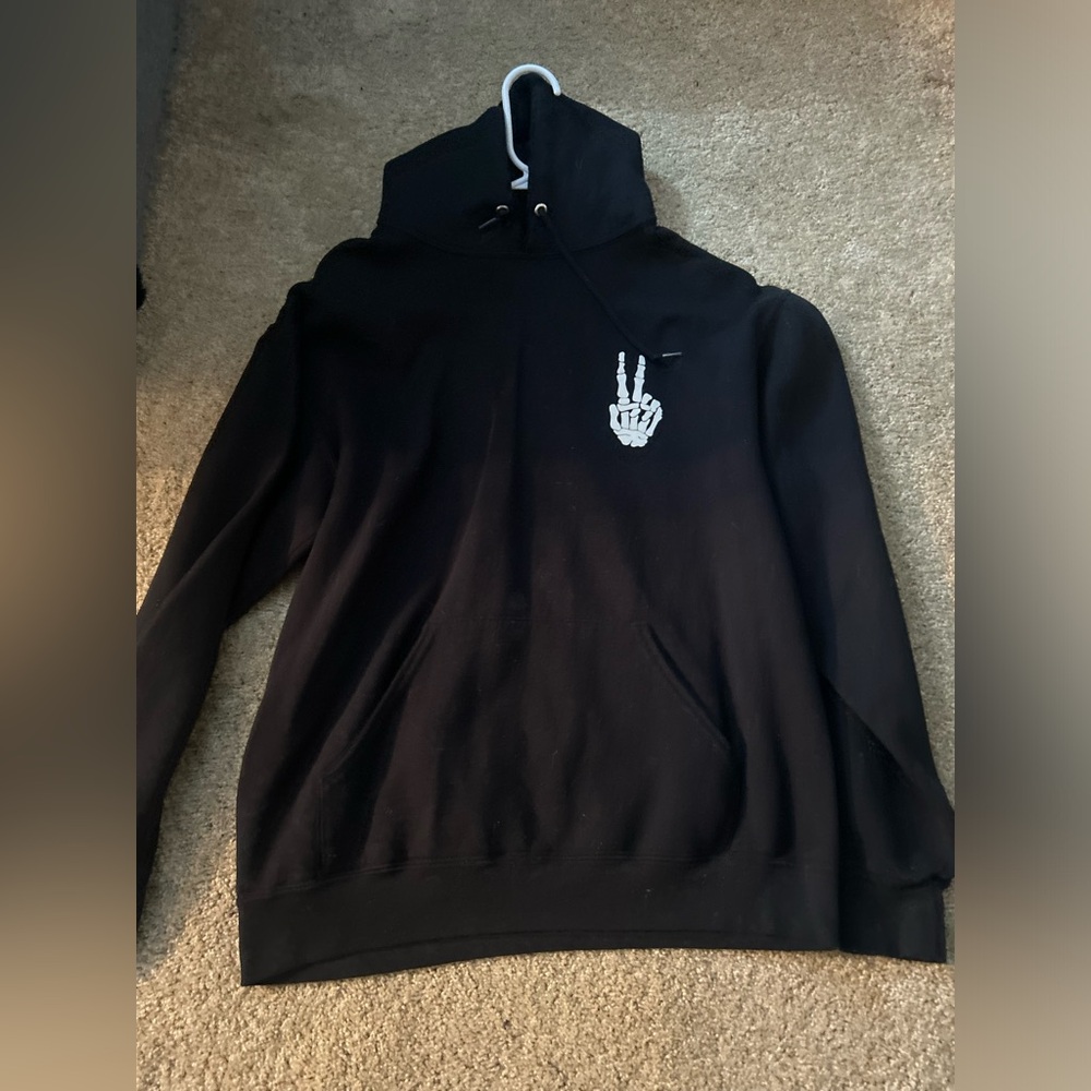Black Hoodie with Peace Sign Graphic